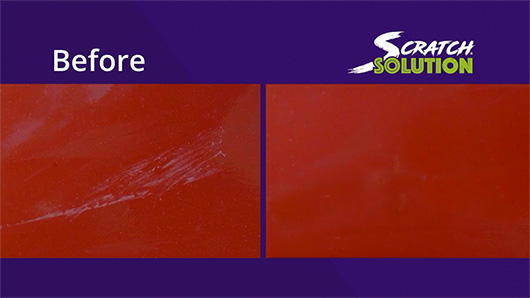 Before and after using Scratch Solution Car Care System